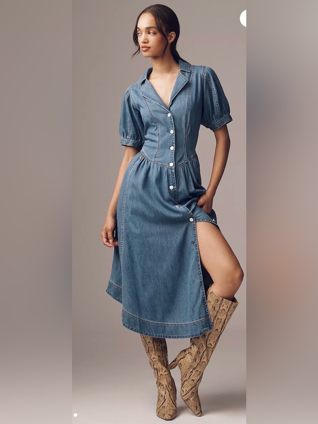 Nwt Anthropologie Pilcro Short Sleeve Denim Midi Shirt Dress Blue Sz 6
